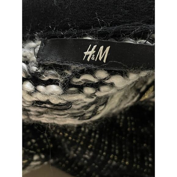 H&M Women’s Cardigan Sweater Jacket Black White - Picture 7 of 8